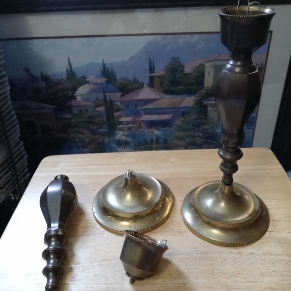 🎋🏰 2 VINTAGE HOSLEY SOLID BRASS 🏘🥀🚜🎣🚂🌉 - Picture 4 of 11